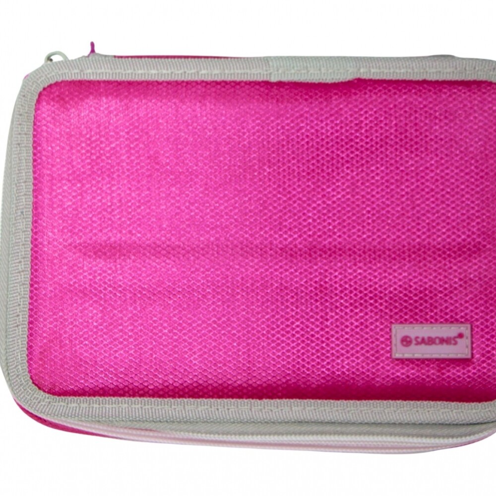 CARTUCHERA SABONIS DE 3 PISOS SIN UTILES ROSADO Y GRIS