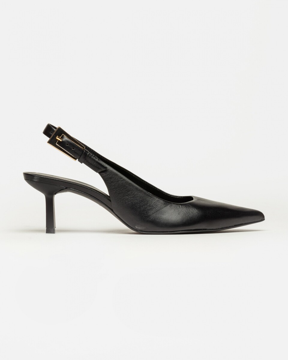 Stiletto Naomi en cuero liso - Negro 