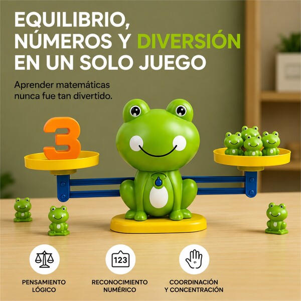Juego Educativo Balanza de Ranas con Números y Cartas Verde 1