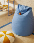 Puf Olvi de algodón azul con borla mostaza Ø 60 cm Puf Olvi de algodón azul con borla mostaza Ø 60 cm