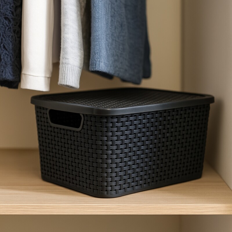 Set x3 Caja ratán 20 lts NEGRO