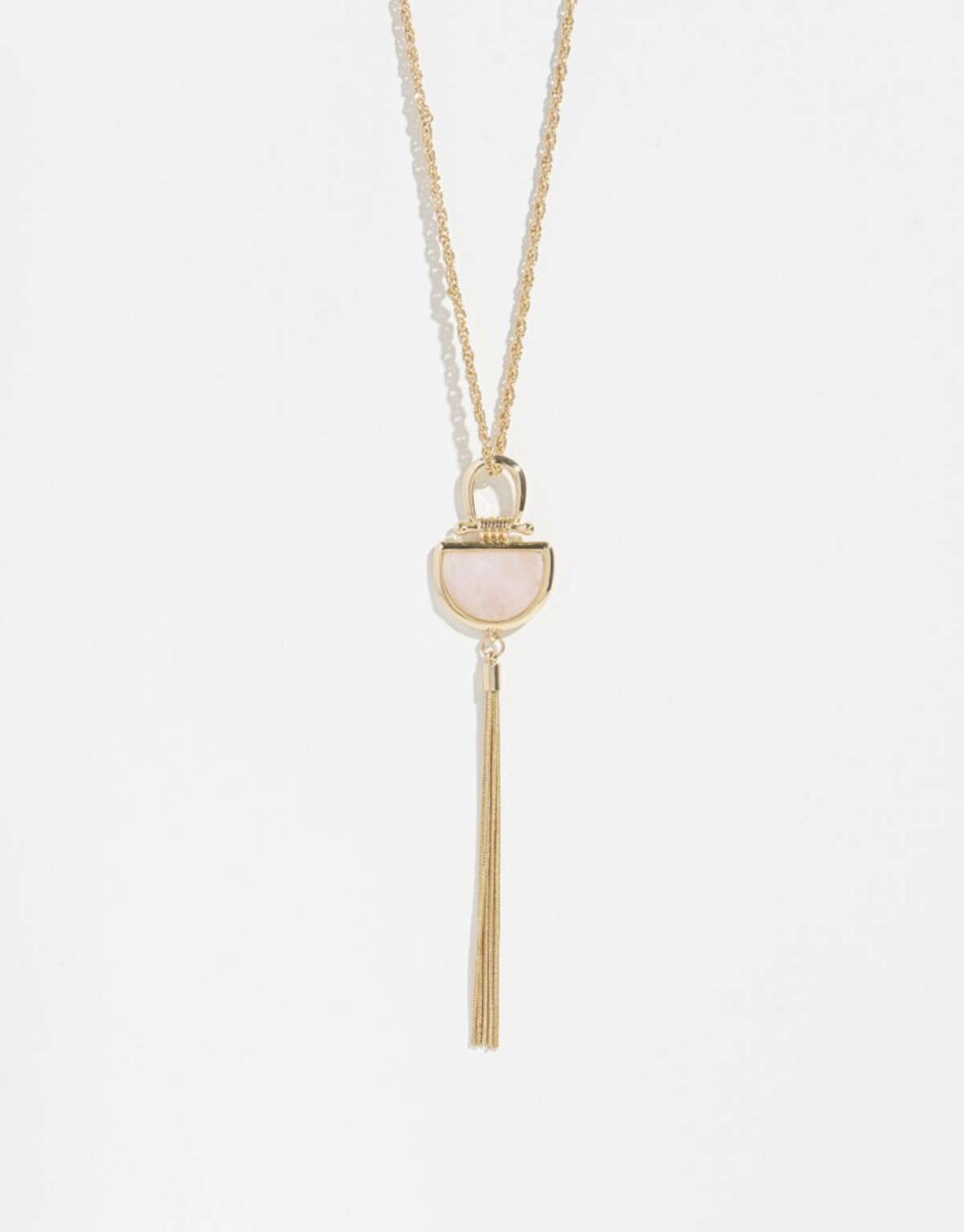 Collar Con Dije De Piedra - Dorado 