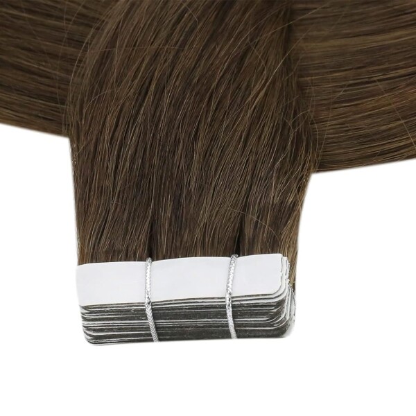 Extensiones Adhesivas Cabello Pelo Natural 20ud 60cm Largo Color Variante Castaño