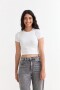 Remera m/c acanalada cuello a la base BLANCO