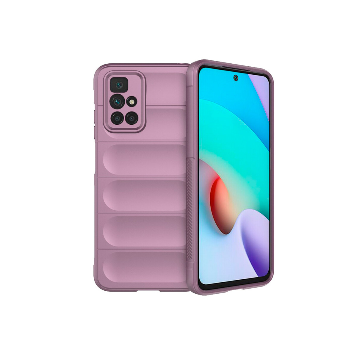 Protector Xiaomi Redmi 10 engomado con textura color púrpura 