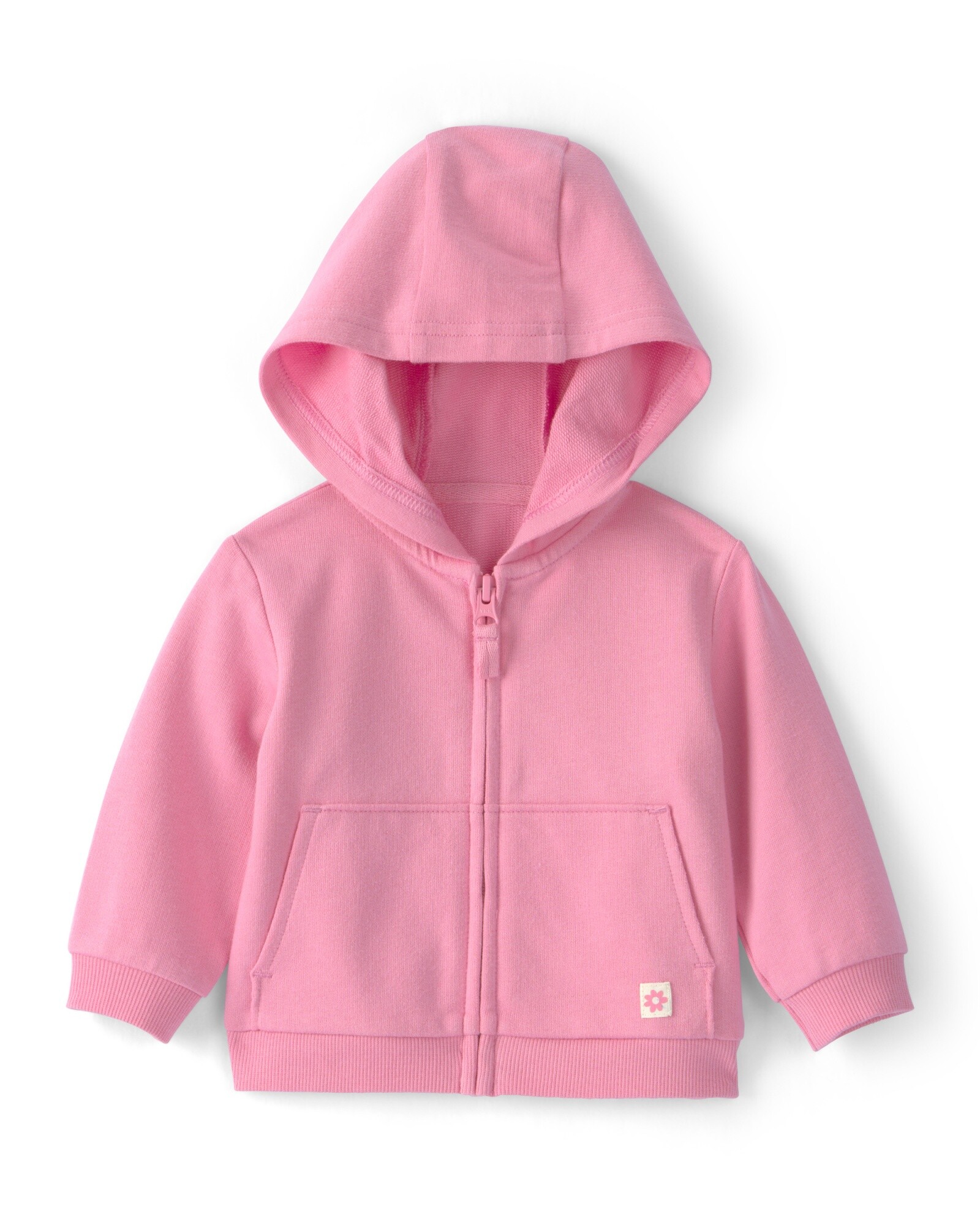 Campera de algodón, rosada, con capucha Sin color