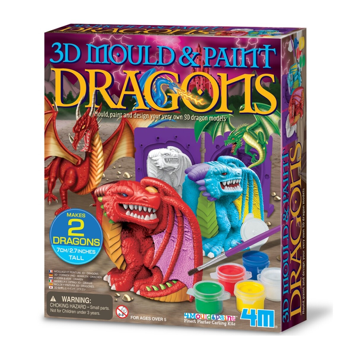 Juego Educativo 4M Moldear y Pintar Dragones 3D en Yeso - Multicolor 