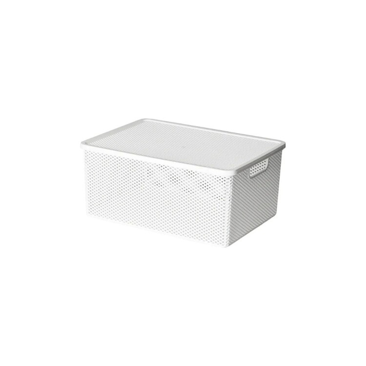CAJA ORGANIZADORA SIMIL RATTAN 36X26X16CM Blanco