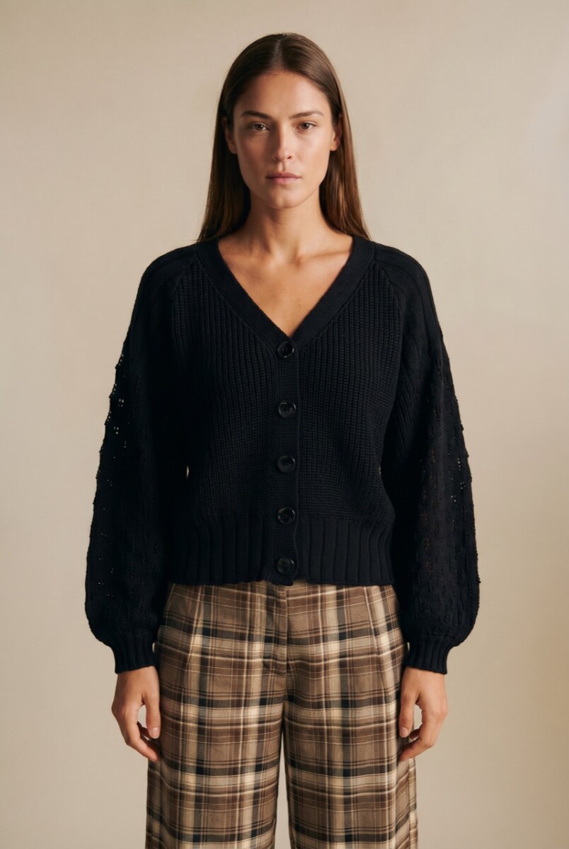 Cardigan Algodón - Negro 