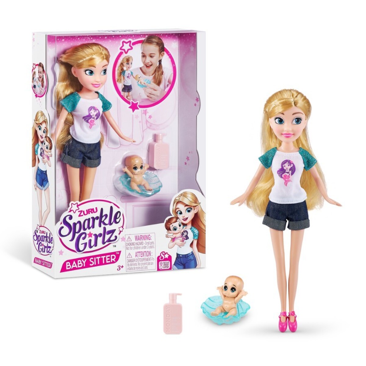 Set Figura Sparkle Girlz Dolls Lifestyle Niñera 