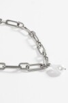 Collar gargantilla acero dije perla plateado