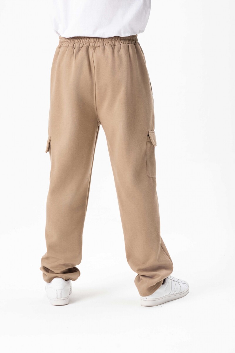 Pantalon Cargo Liso Beige