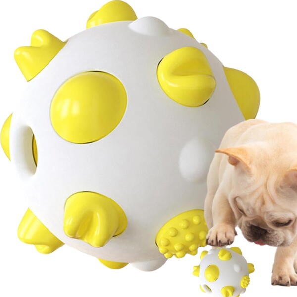 Pelota Juguete Perros Molar Macizo Limpia Dientes Resistente Color Variante Blanco Amarillo