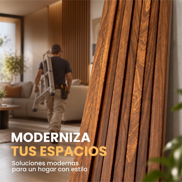 Pack x50 Wpc Simil Madera Wall Panel Lambrin 2.90x16.7 Marrón madera 5