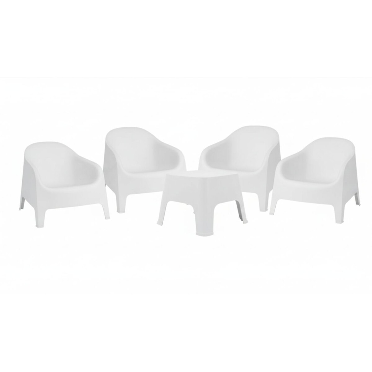 Set de 4 Sillas Skarpo + Mesa de exterior - Blanco 