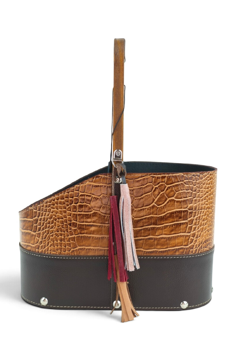 Matera de Cuero Legítimo con Estructura Integral de Madera croco 2