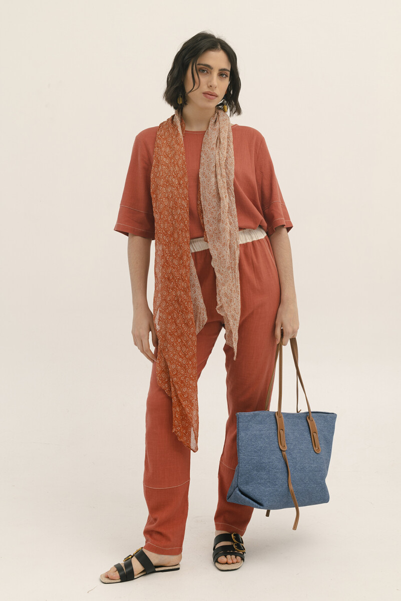 PANTALON LINO EVA - BRICK 