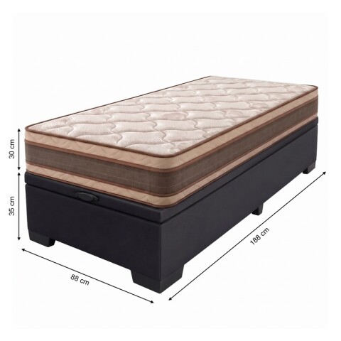 Combo Sommier Base Box Baúl + Colchón EQUILIBRIO 88x188 cm