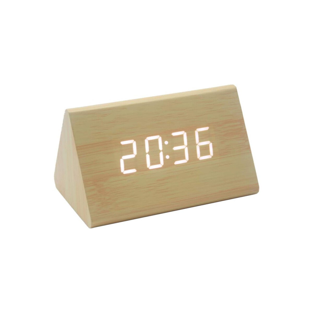 Reloj de madera rectangular con luz led blanca chico 