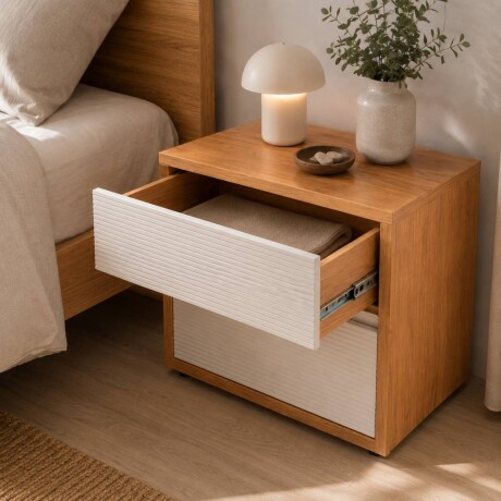 Mesa de Luz Concept - 2 Cajones Freijo y Off White