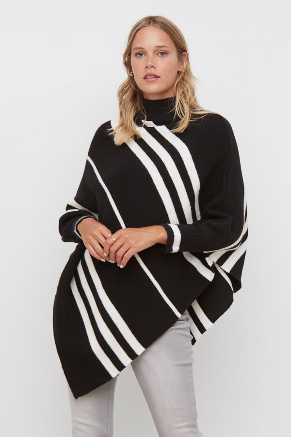 Poncho Lineas NEGRO/BLANCO