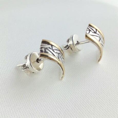 Caravanas de plata 925 con double de oro 18ktes. Caravanas de plata 925 con double de oro 18ktes.