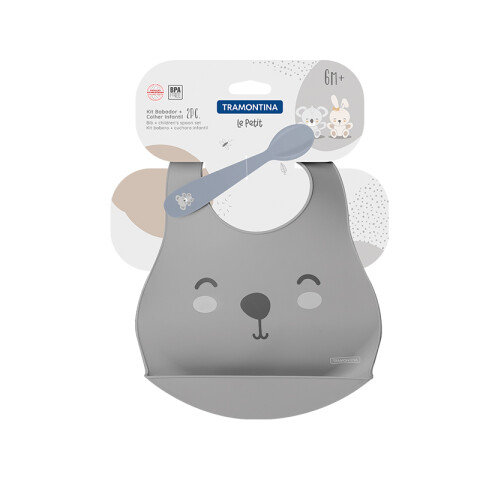 Kit infantil babero + cuchara gris "LE PETIT" -TRAMONTINA TR5188