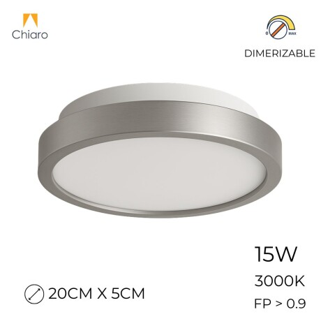 Plafón LED pequeño moderno, Dimerizable 15W 20CM PLATA