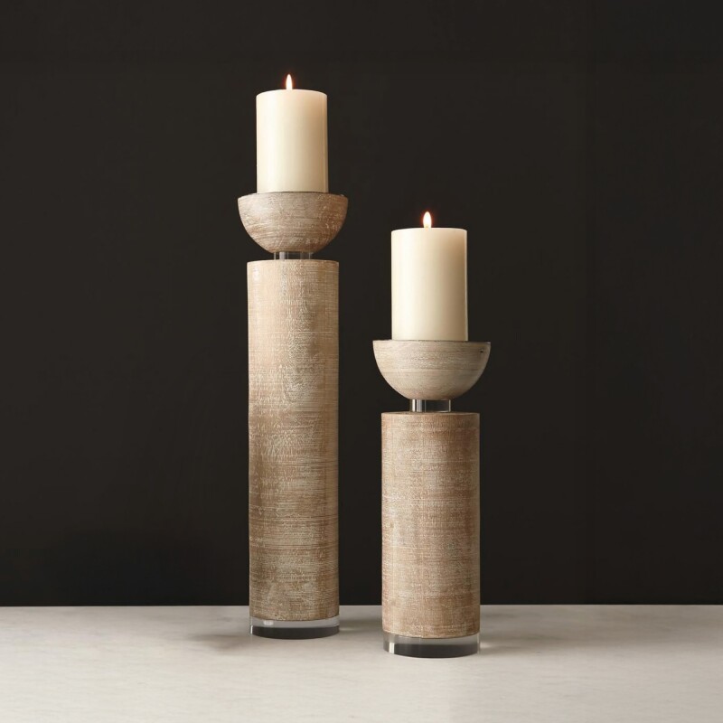 CANDELABRO ALTO MADERA Y VIDRIO 7.5x7.5x35.5CM CANDELABRO ALTO MADERA Y VIDRIO 7.5x7.5x35.5CM
