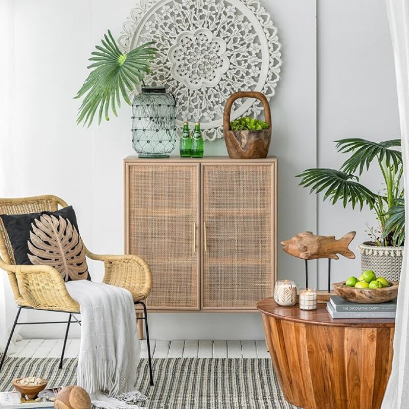 APARADOR 80x35x101CM MDF/RATTAN APARADOR 80x35x101CM MDF/RATTAN
