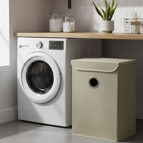 Cesto P/Ropa Plegable C/Tapa 40X30Xh60Cm Tela Beige