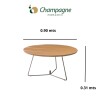 MESA DE CENTRO REDONDA - MADERA COLOR MIEL Y PIE EN METAL BLANCO - 90cms MESA DE CENTRO REDONDA - MADERA COLOR MIEL Y PIE EN METAL BLANCO - 90cms
