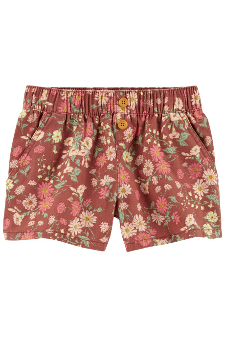 Short de algodón cintura elástica diseño floral Sin color