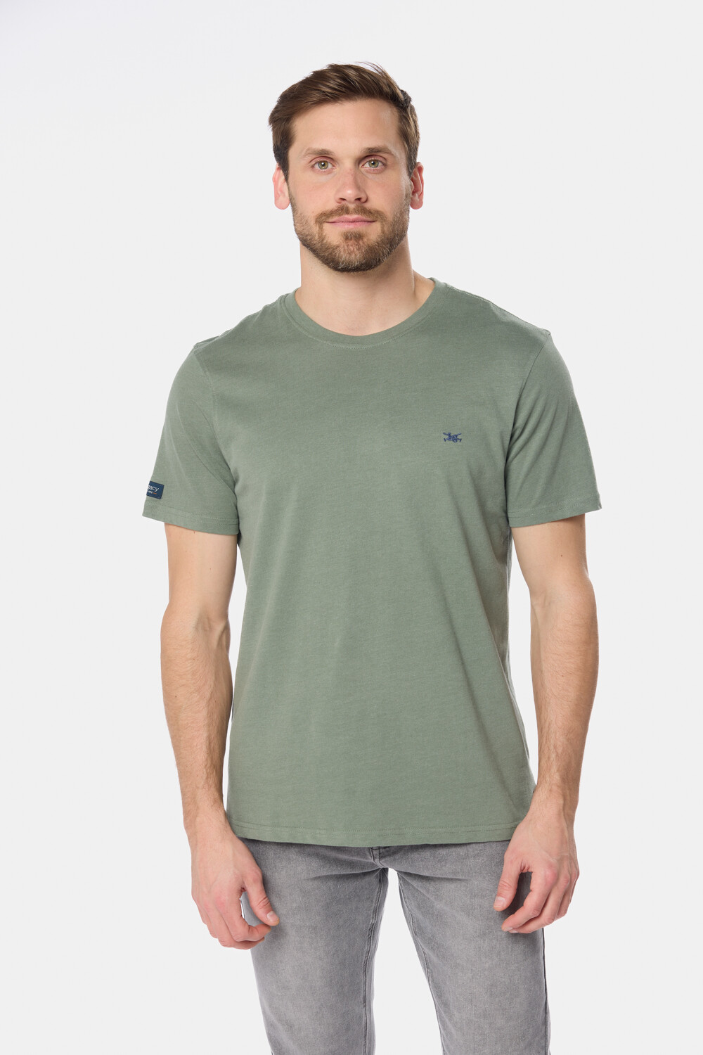REMERA BÁSICA DE ALGODÓN Verde Melange