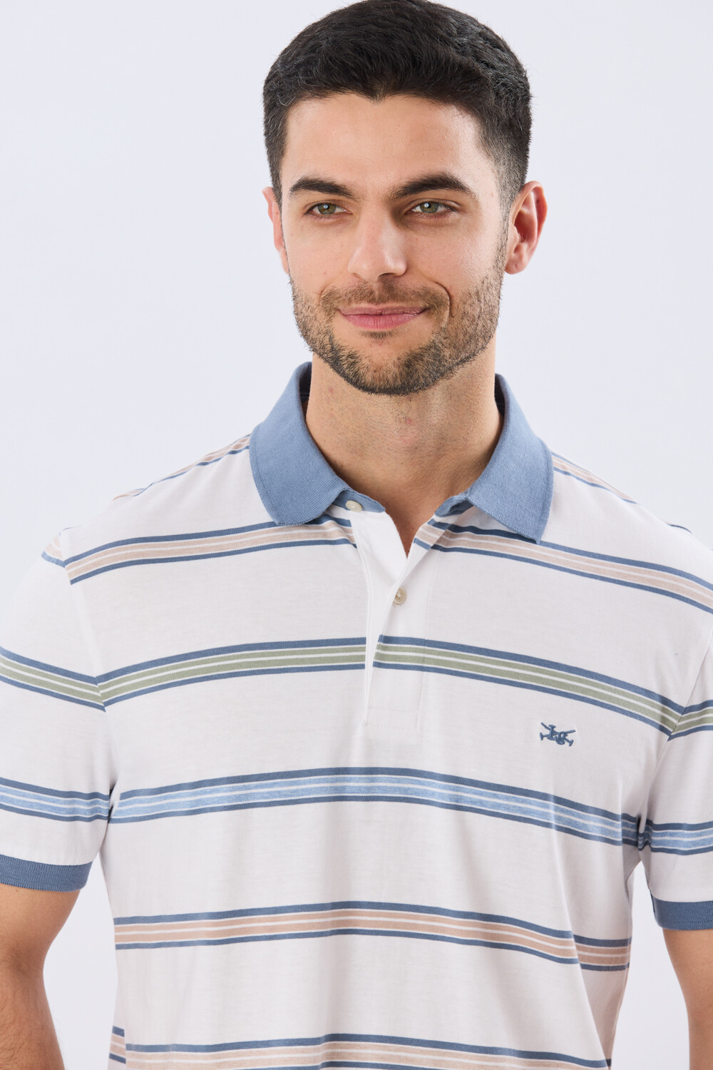 REMERA POLO RAYADA JERSEY Blanco