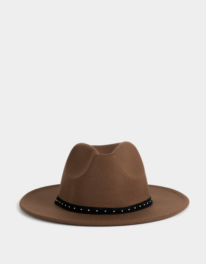 Sombreros Boho Sombrero Con Trim - Marron Oscuro