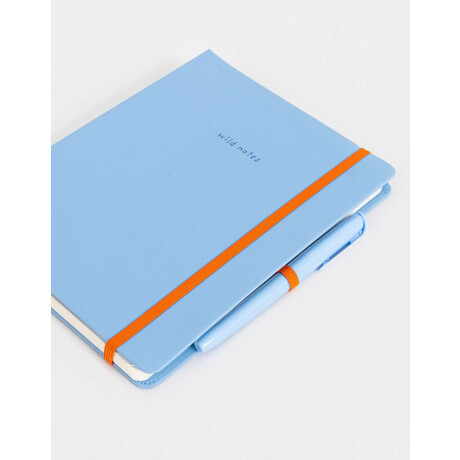 Set De Cuaderno A5 De Pu Con Lapicera Y Pizarra Borrable Azul Celeste