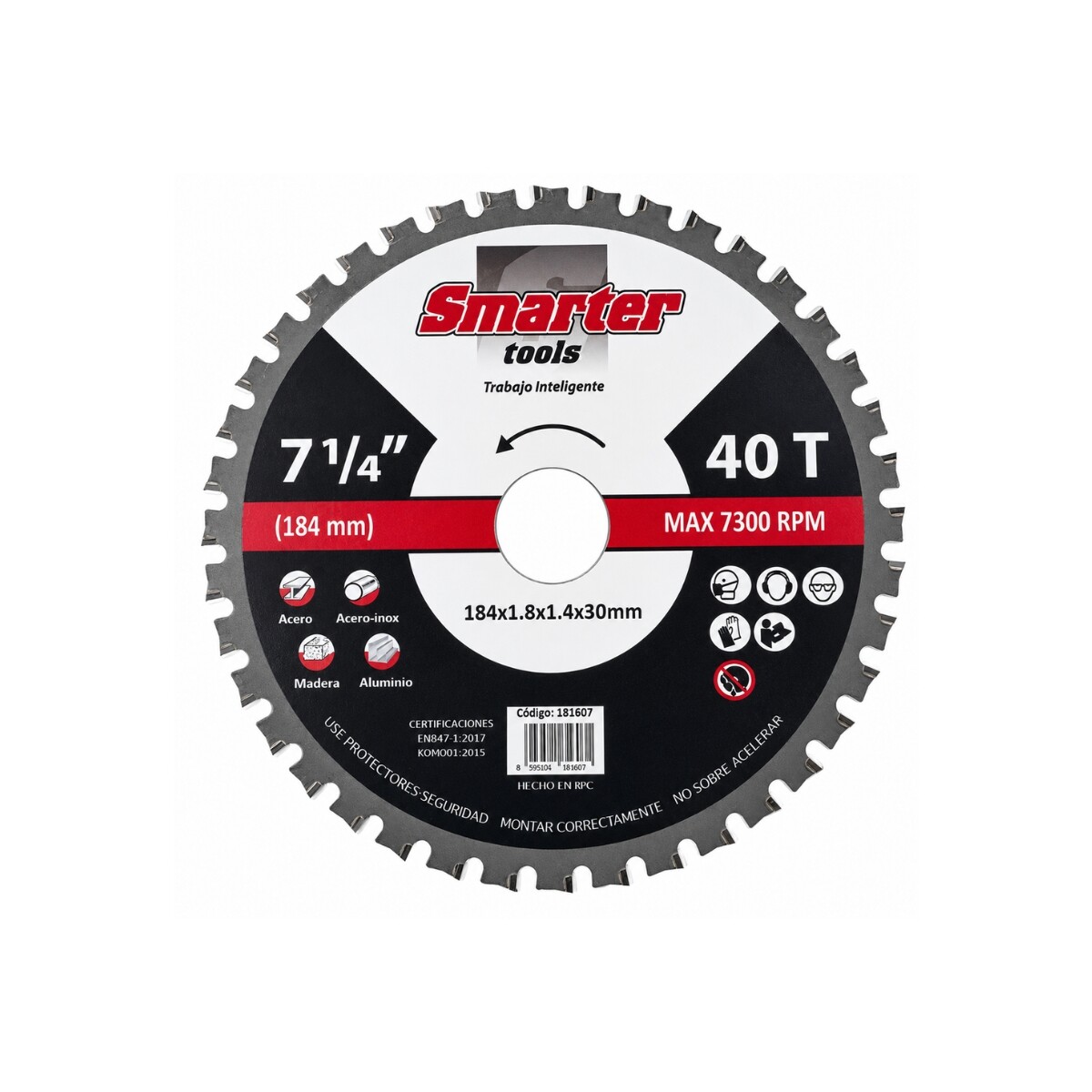 Hoja Sierra Circ 7.1/4" Acero/alum/mad 40d Smarter 