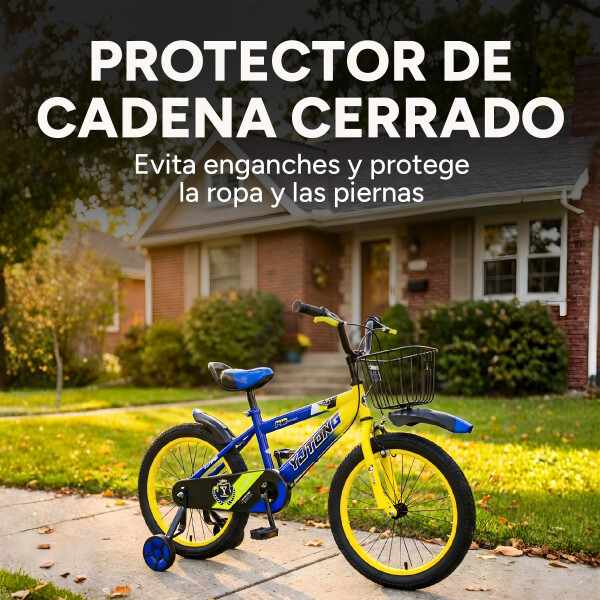 Bicicleta Infantil Yjtong R18 Canasto Parrilla Guardabarros Azul 1
