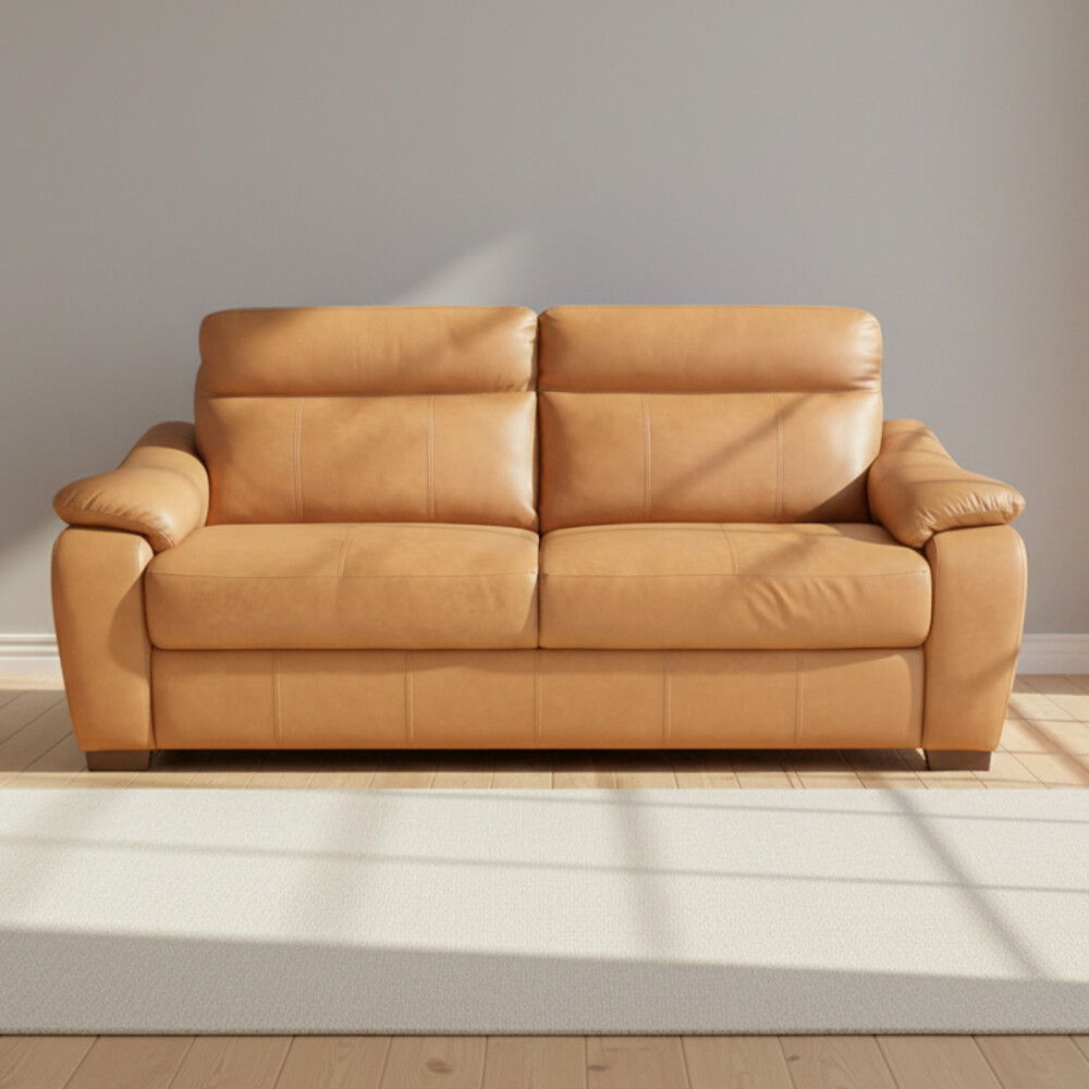 SOFA 3 CUERPOS CUERO-100-NATURAL MARRON LAURENT CAMEL