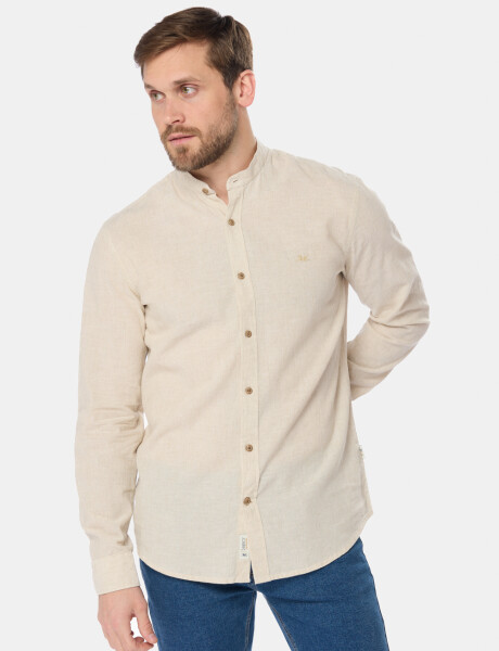 CAMISA DE LINO CUELLO MAO Beige