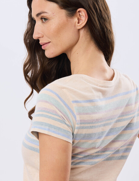 REMERA RAYADA DE ALGODÓN Beige