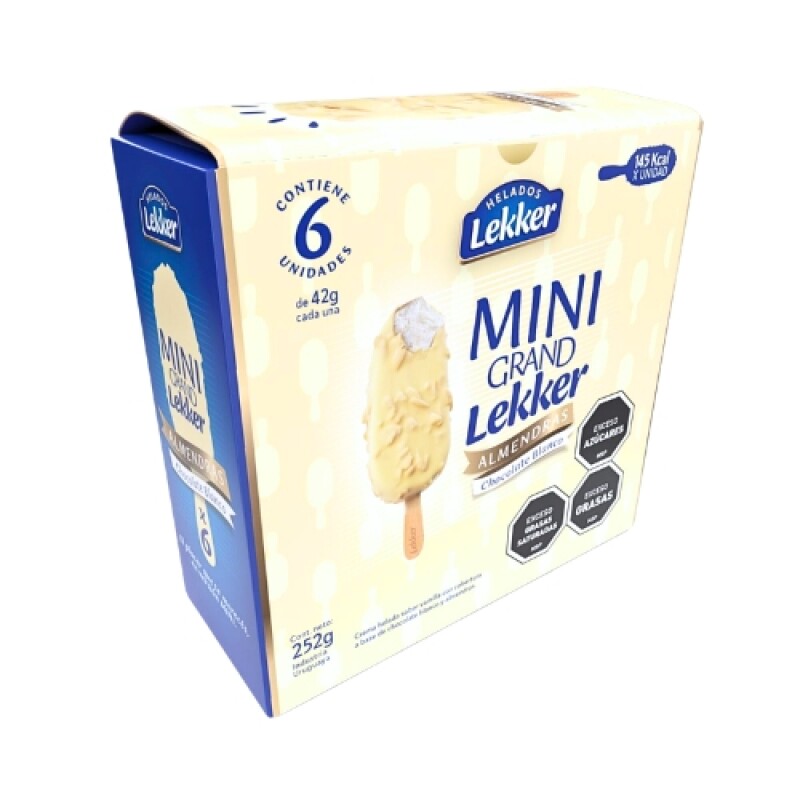 Helado Mini Grand Lekker - 6 ud. - 252 g - Crema cobertura Chocolate Blanco y Almendras