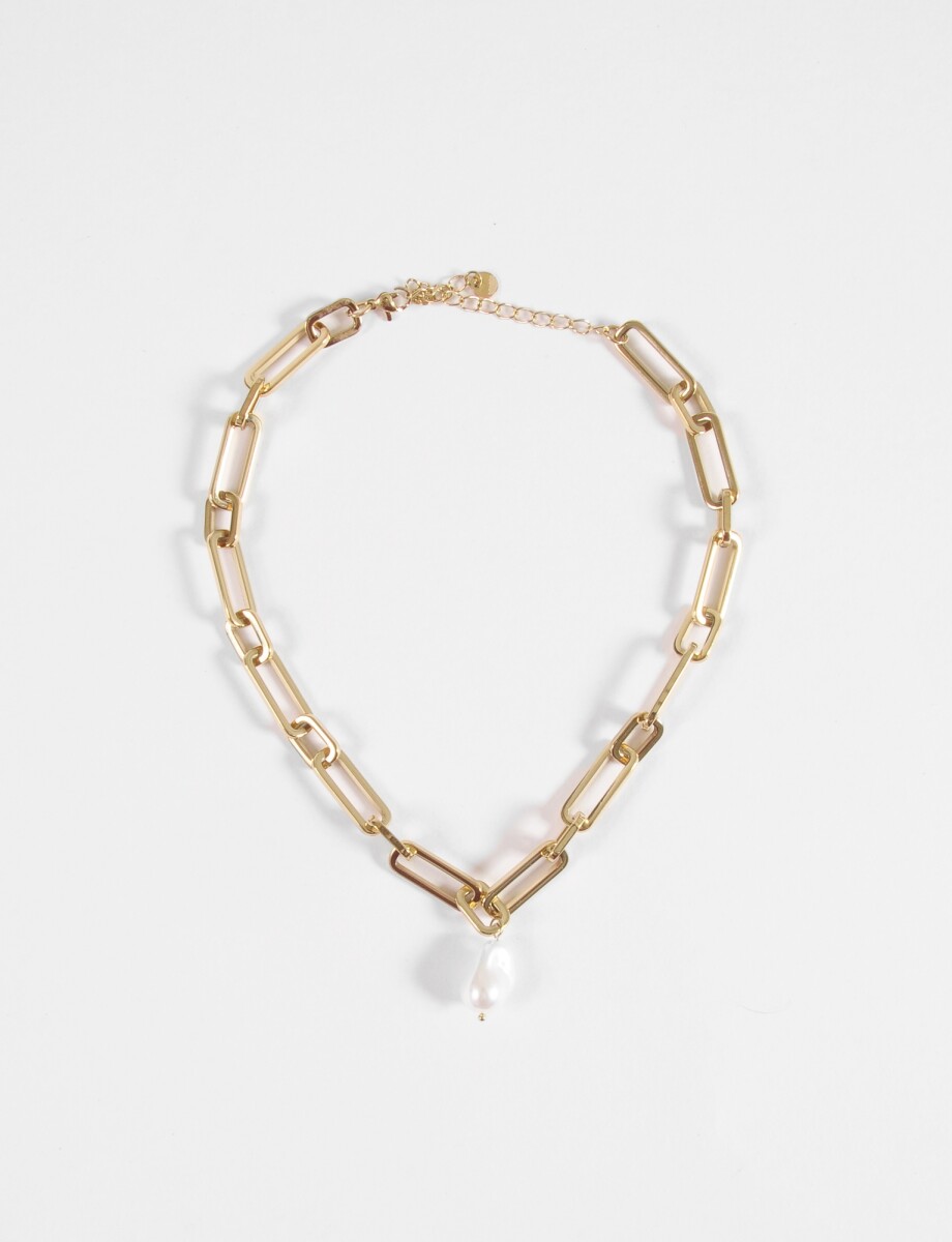 Collar gargantilla acero dije perla - dorado 
