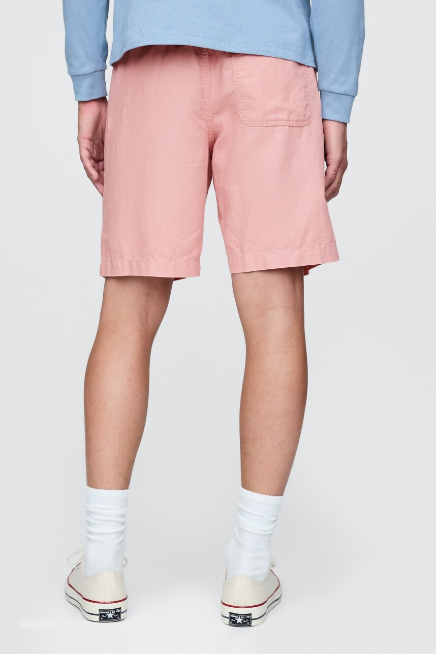 Short De Lino Con Elástico Hombre Antique Pink