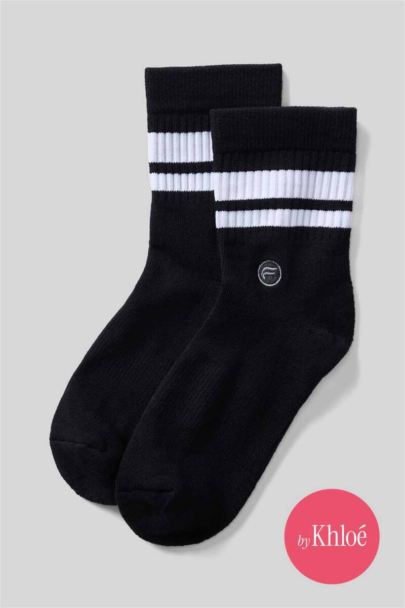 Medias The Everyday Quarter Crew Sock Unisex - Black/Classic White Stripe 
