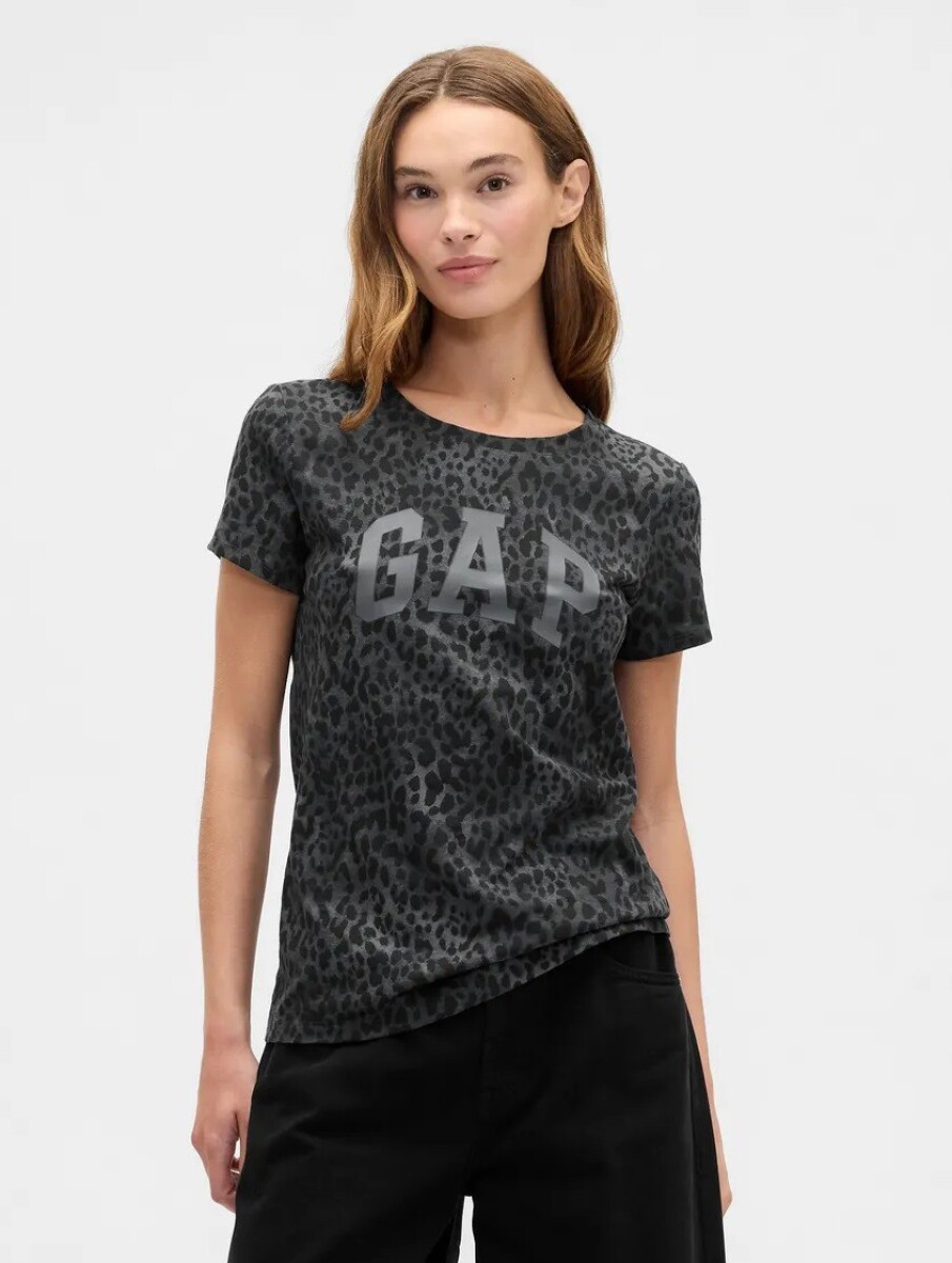 Remera Logo Gap Mujer - Blue Leopard Print 