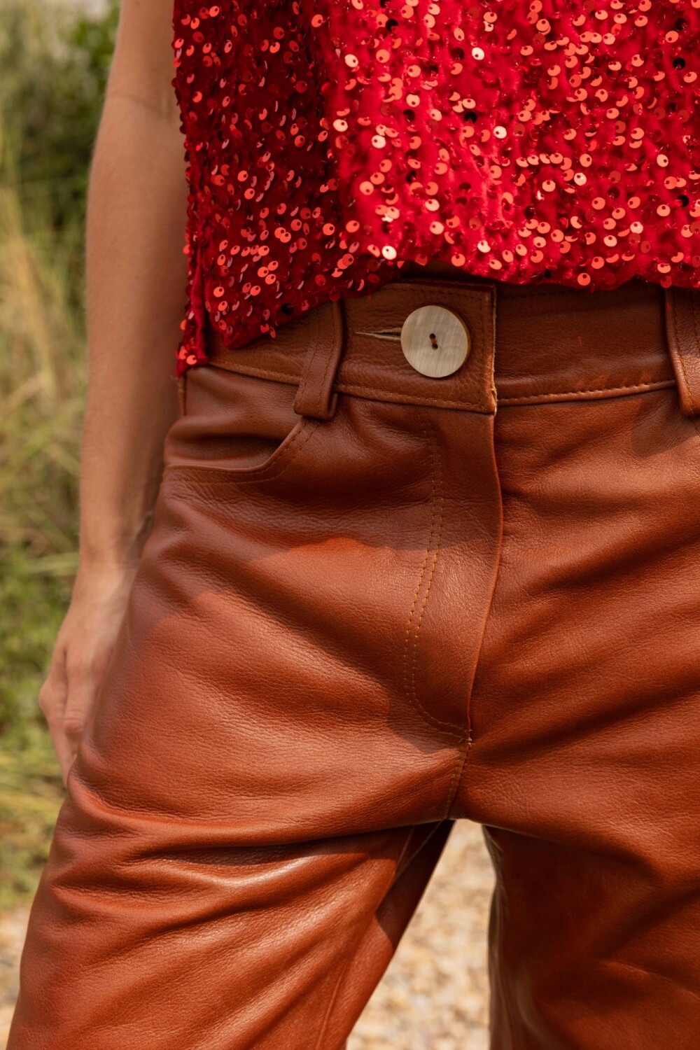Leather jeans Caramel