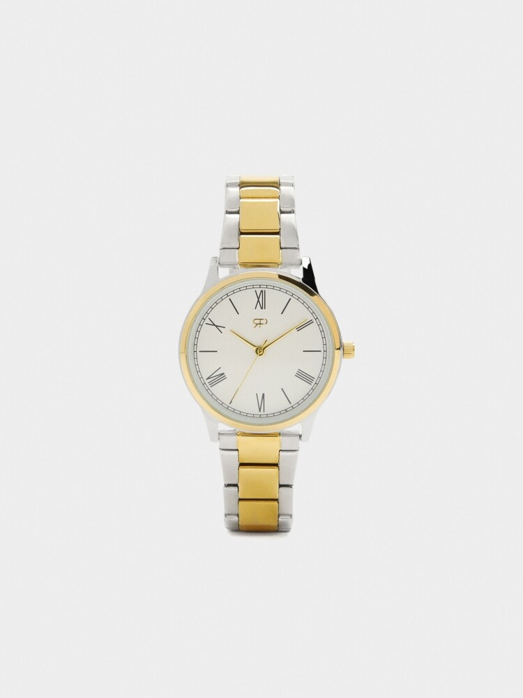 Reloj Bicolor Con Pulsera De Acero Inoxidable bicolor
