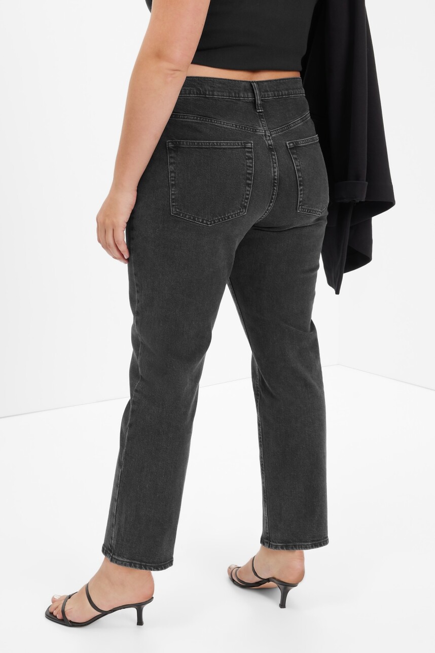 Jean Straight Tiro Alto Mujer Black Wash